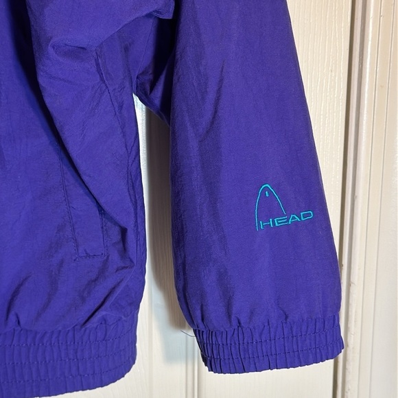 Vintage 90s HEAD Windbreaker Jacket Turquoise Purple Full Zip Streetwear Ski‎ - Picture 2 of 9